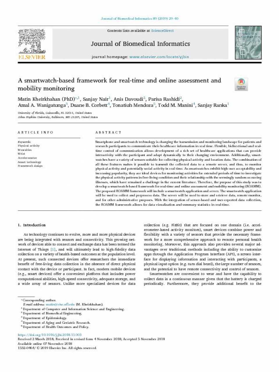 A smartwatch-based framework for real-time and online assessment and mobility monitoring