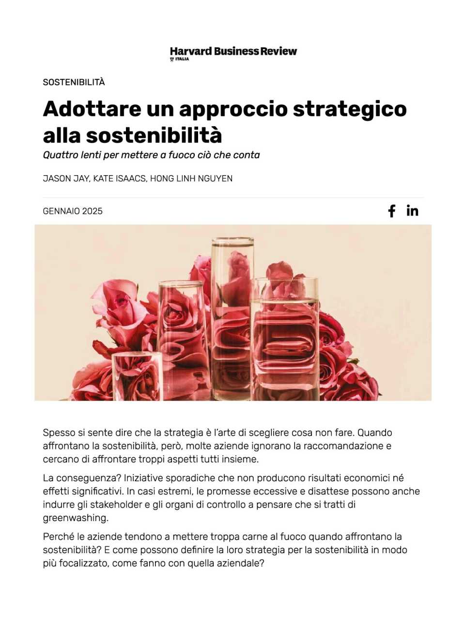 Adottare un approccio strategico alla sostenibilità