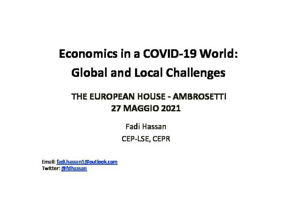 AGGIORNAMENTO PERMANENTEIN PRESENZA E VIA WEBProspettive globali post-Covid: uno scenario economico a due velocità?