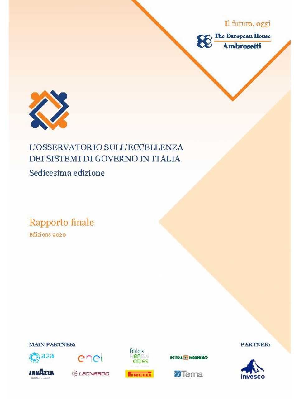 L’Osservatorio sull’eccellenza dei sistemi di governo in Italia. Rapporto finale 2020