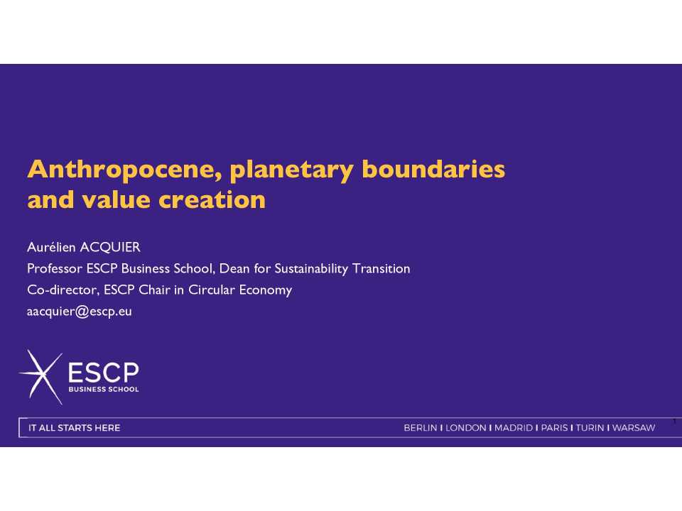 Anthropocene, planetary boundaries and value creation