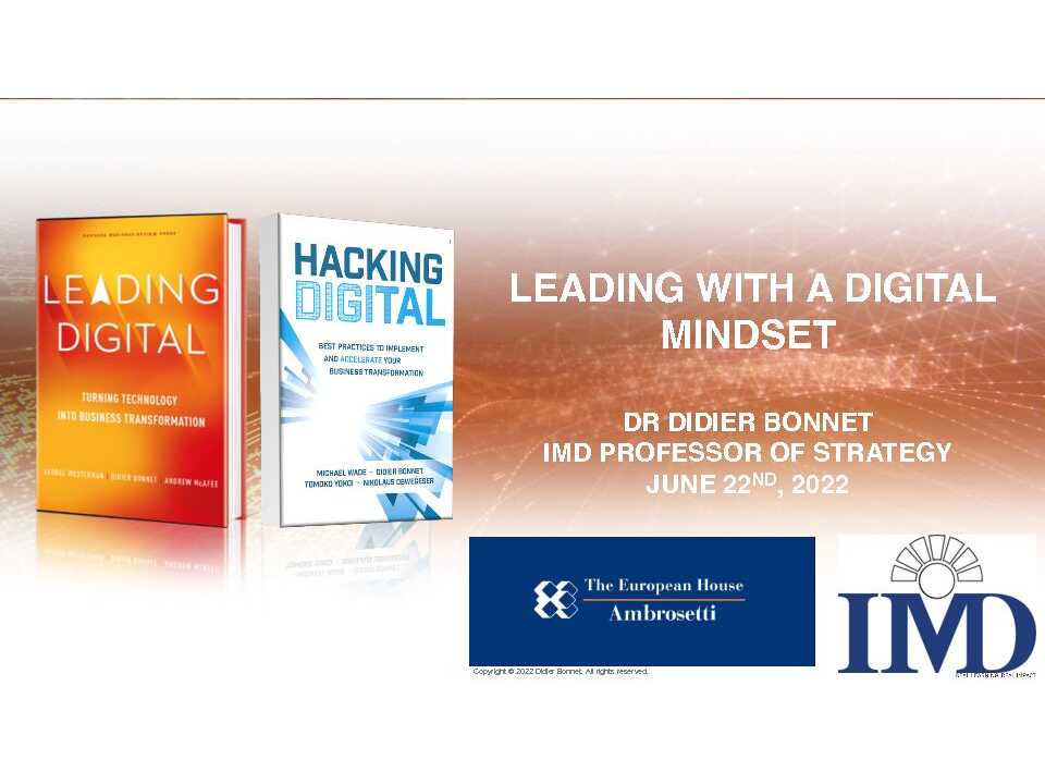 AGGIORNAMENTO PERMANENTEIN PRESENZA
Strategie di Digital transformation: adottare un mindset digitale per creare nuovo valore