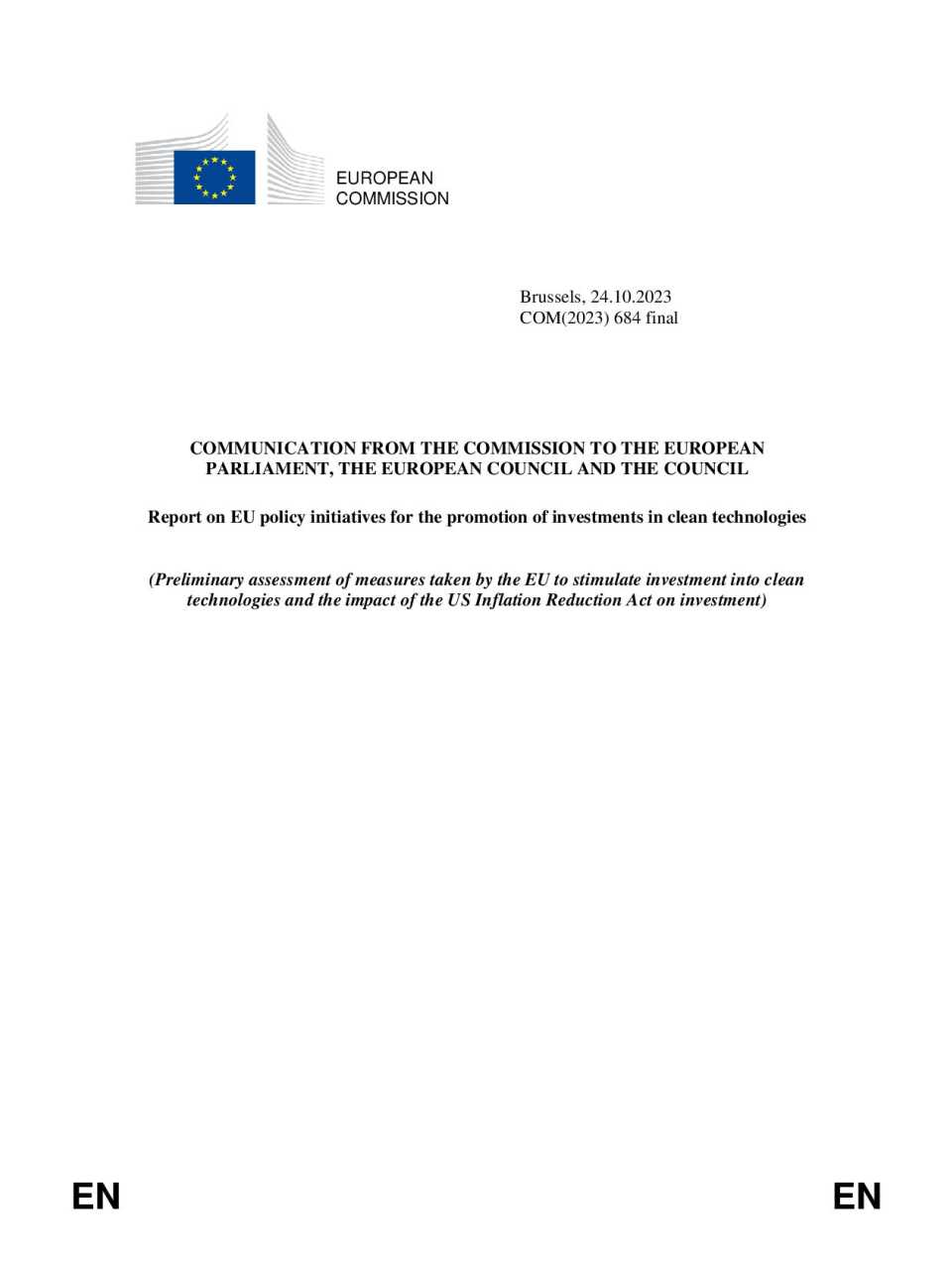 Communication from the Commision to the European Parliament, the European Council andh the Council