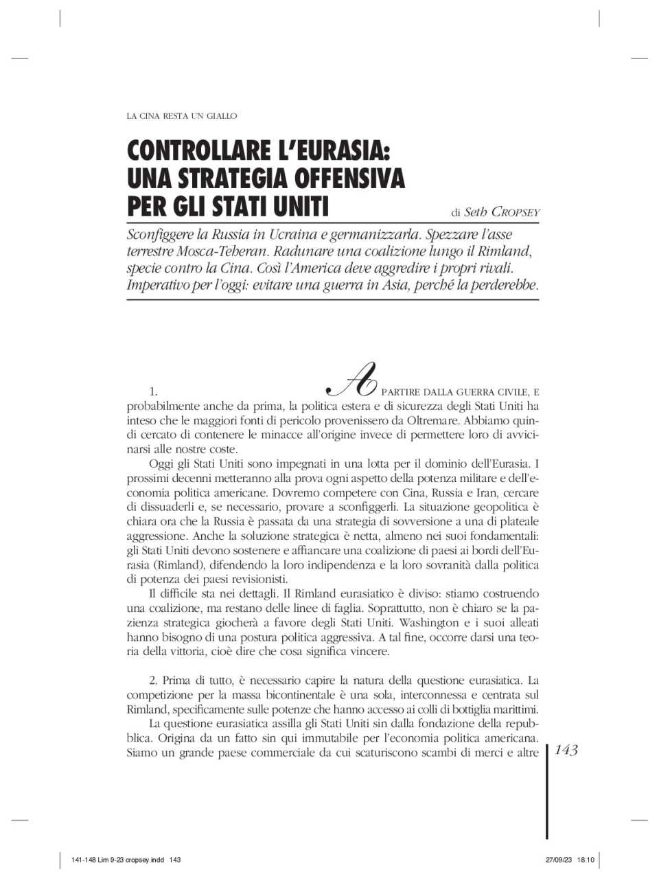 AMBROSETTI LIVEVIA WEB
Il triangolo USA – Cina – Russia: equilibri a geometrie variabili