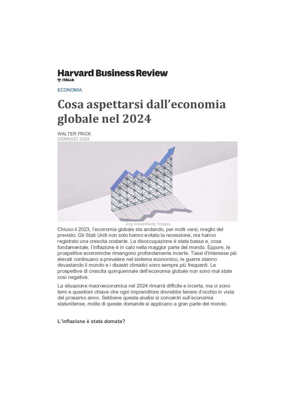Cosa aspettarsi dall’economia globale nel 2024
