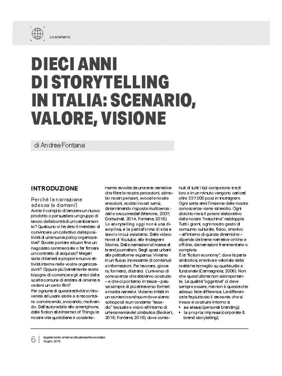 Dieci anni di storytelling in Italia: scenario, valore, visione
