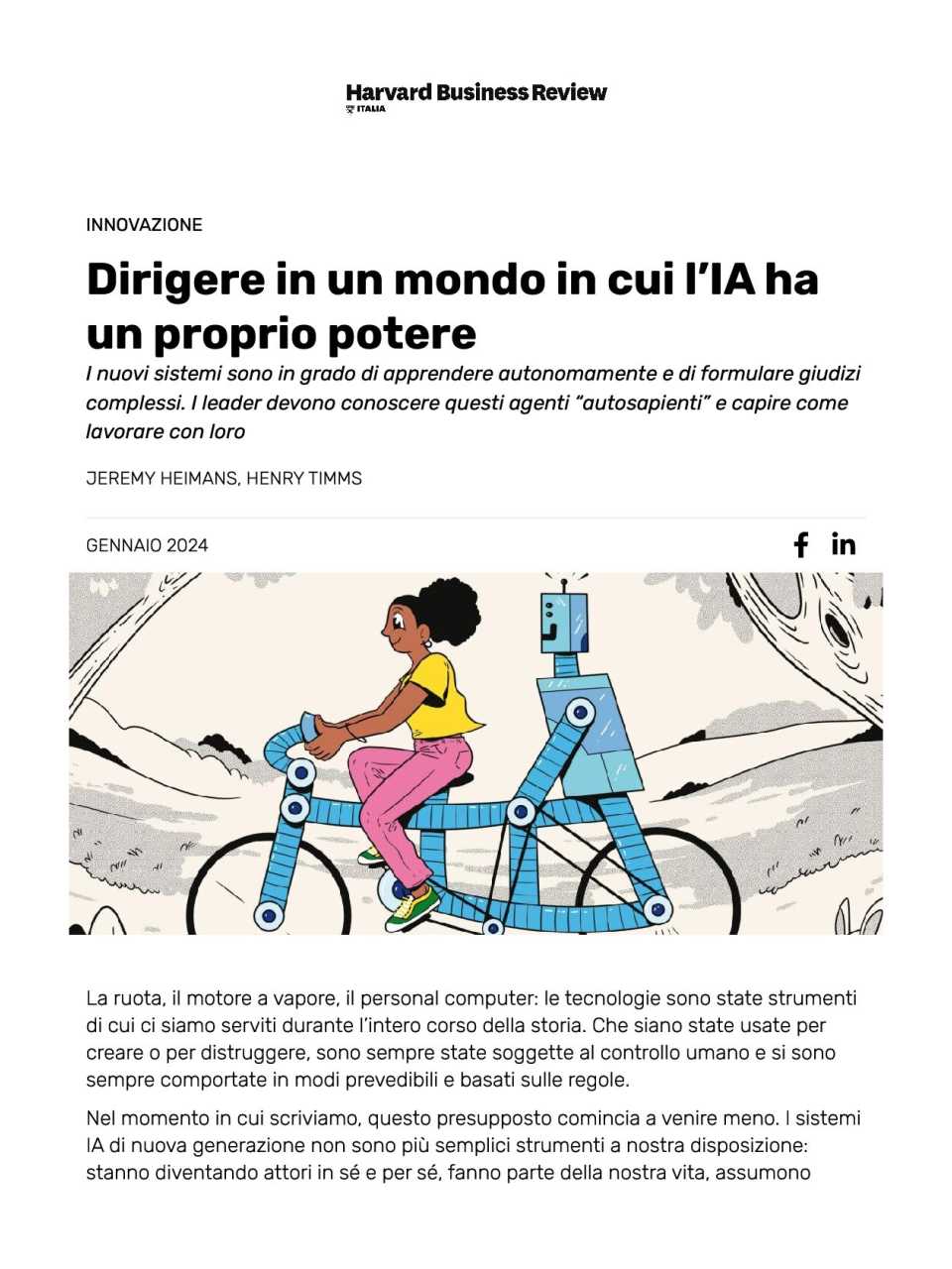 Dirigere in un mondo in cui l'IA ha un proprio potere