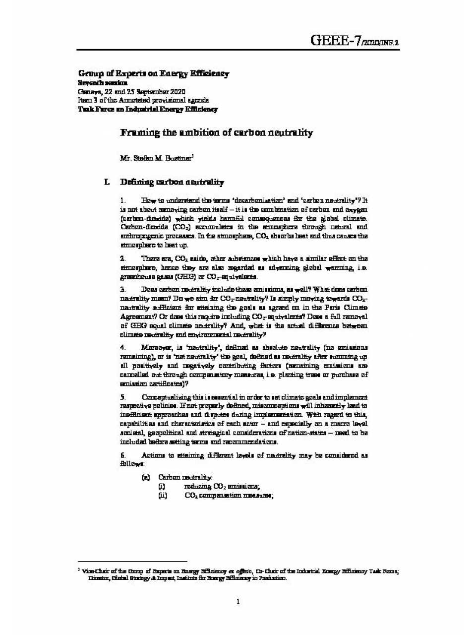 Framing the ambition of carbon neutrality