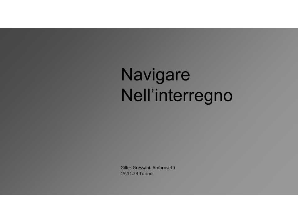 Navigare nell’interregno