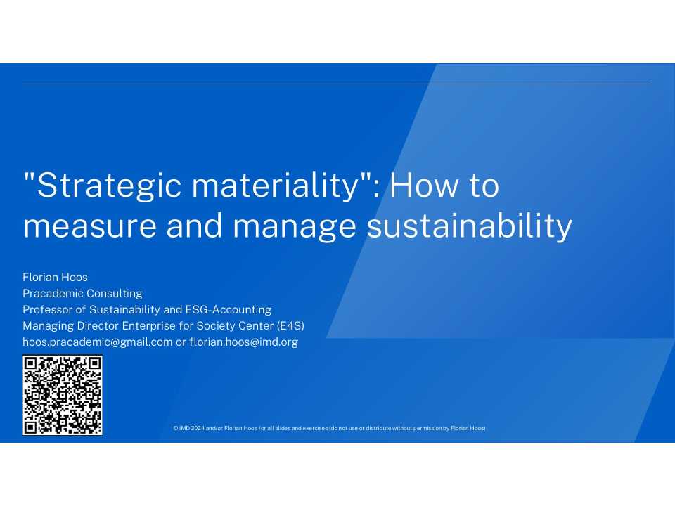 Strategic materiality: How to measure and manage sustainability