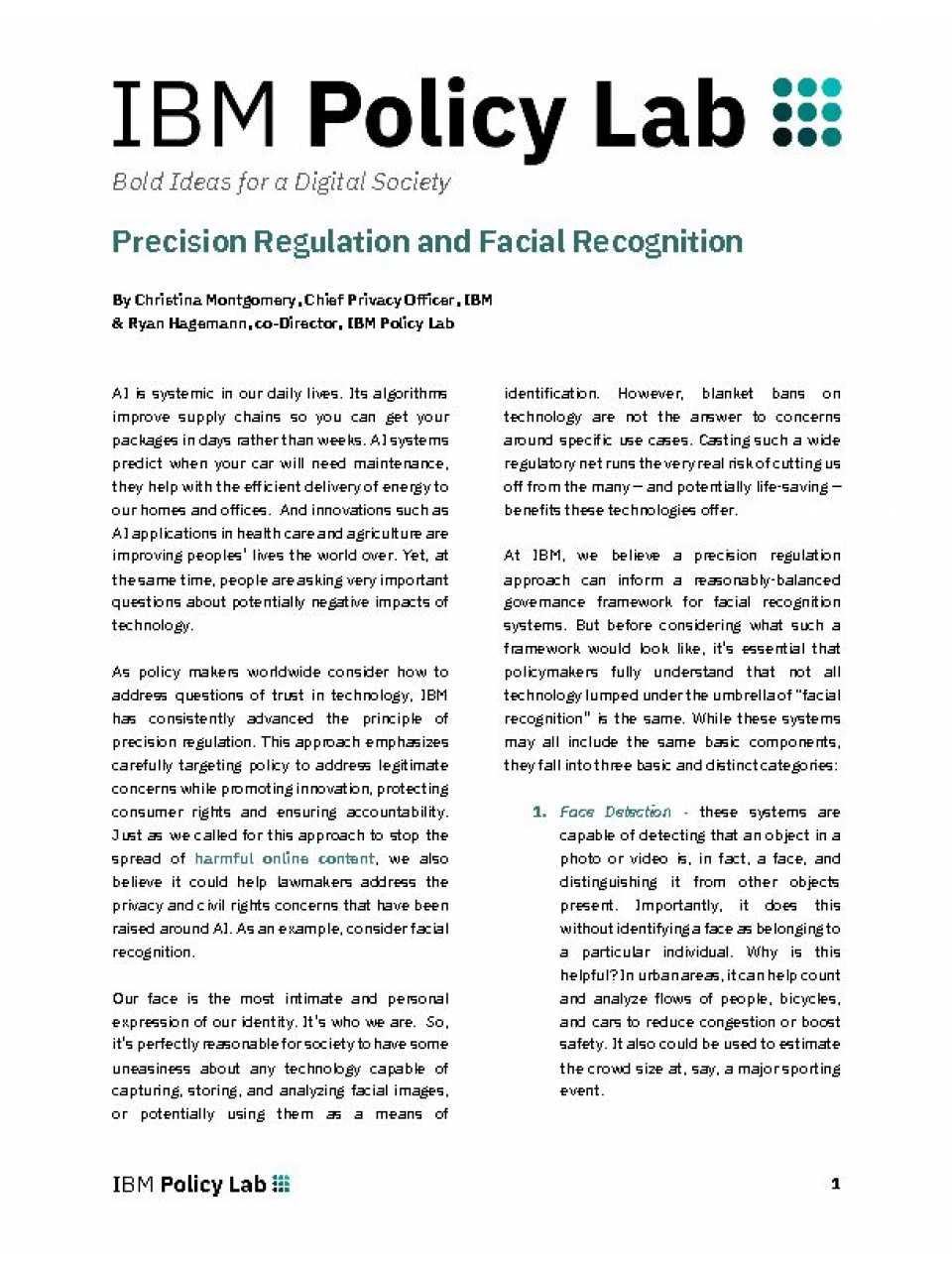 Precision regulation and facial recognition