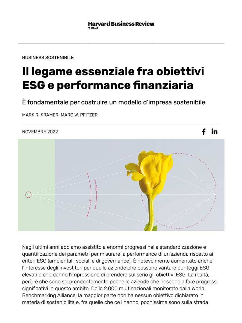 Il legame essenziale fra obiettivi ESG e performance finanziaria
