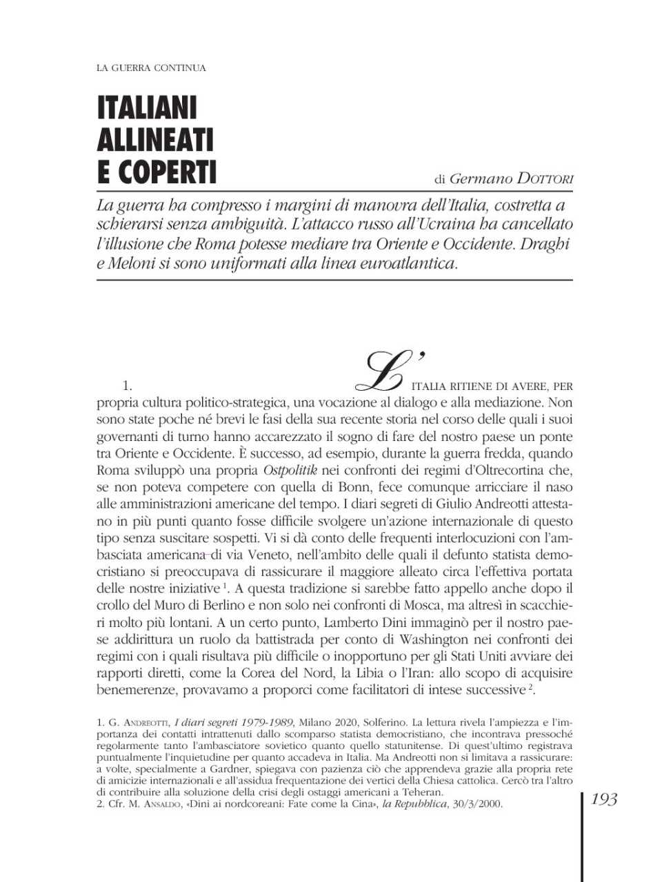 AMBROSETTI LIVEVIA WEB
Gli equilibri Atlantici ed Europei ad un anno dall'inizio del conflitto