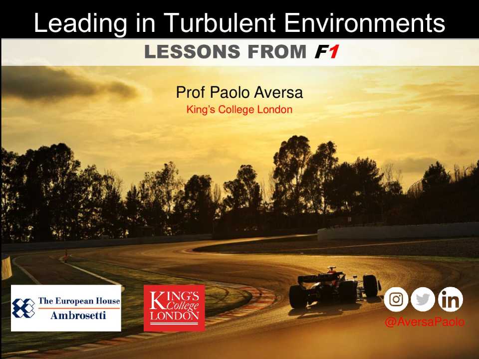 AGGIORNAMENTO PERMANENTEIN PRESENZA
Leading in turbulent environments. Ripensare la strategia con l'esempio della Formula 1