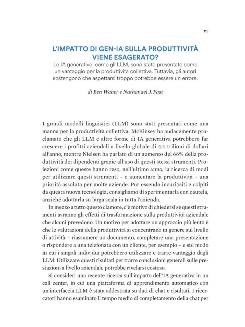 L'impatto di Gen-IA sulla produttività viene esagerato?