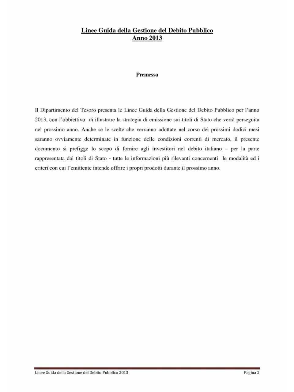 Linee guida della gestione del debito pubblico