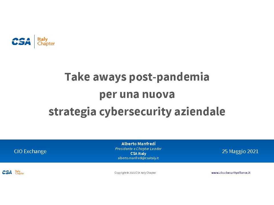AMBROSETTI LIVEVIA WEBCIO Exchange. Sfide di cybersecurity e trasformazione digitale: esperienze a confronto