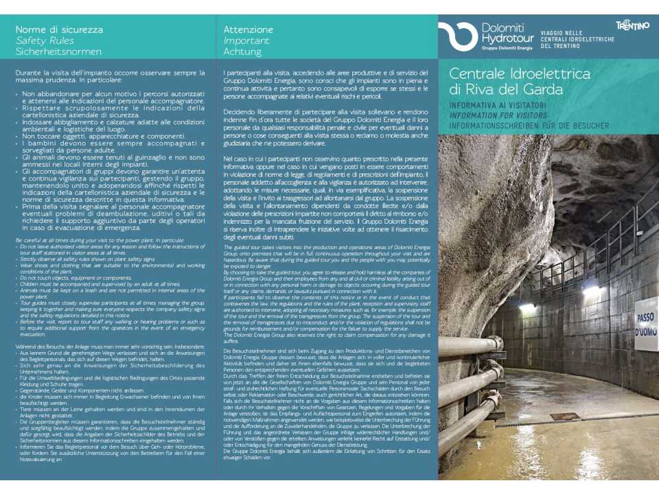 AGGIORNAMENTO PERMANENTEIN PRESENZA
Visita alla centrale idroelettrica di Riva del Garda