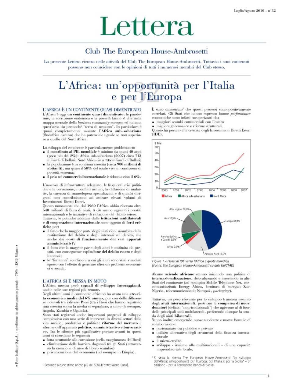 Lettera Club n. 32 - L'Africa: un'opportunità per l'Italia e per l'Europa