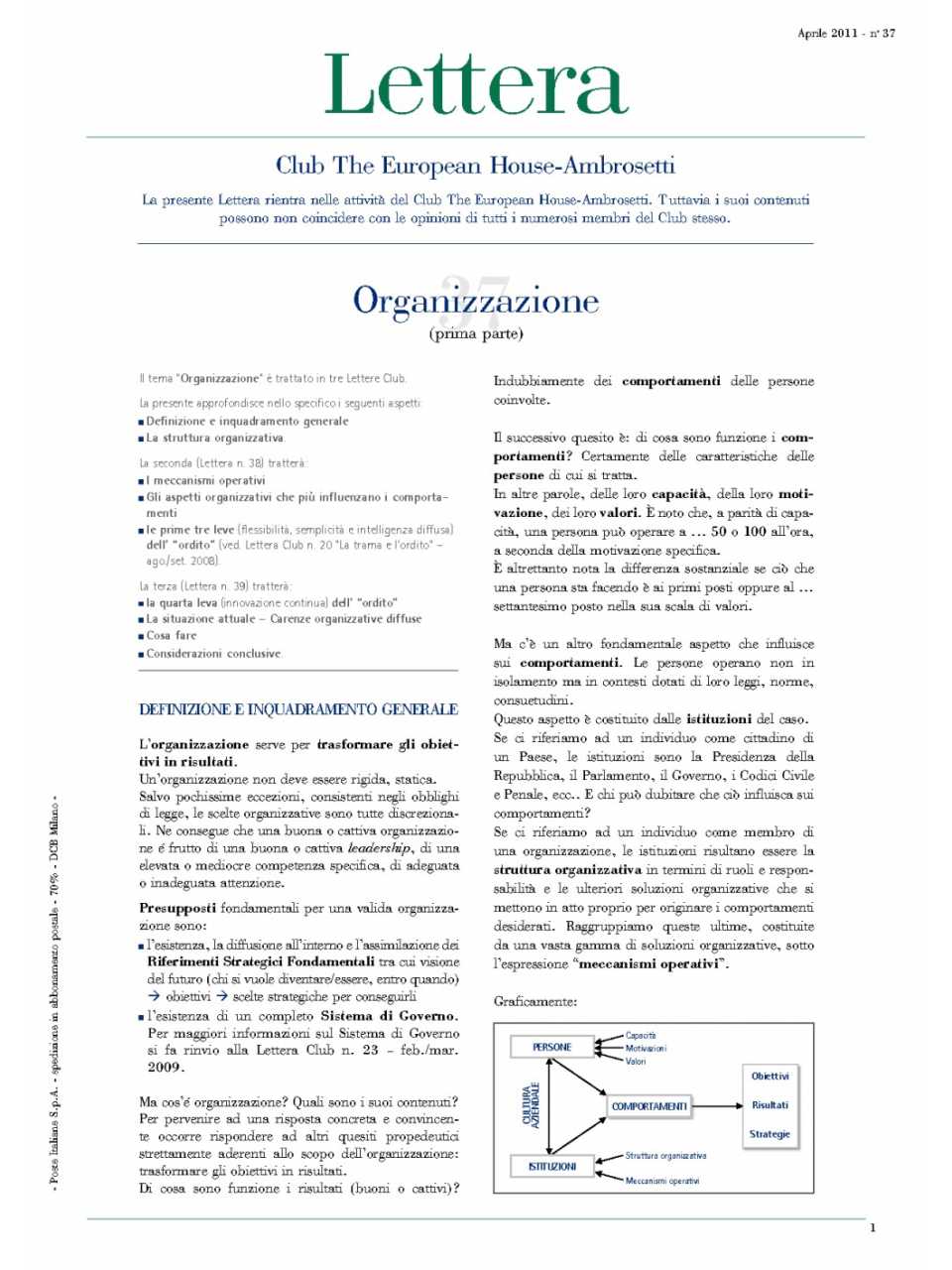 Lettera Club n. 38 - Organizzazione