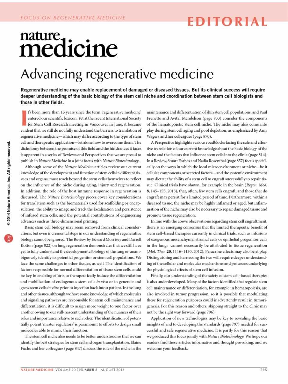 Advancing regenerative medicine