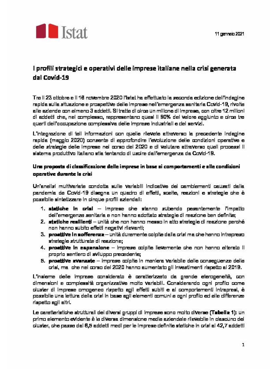 I profili strategici e operativi delle imprese italiane nella crisi generata dal Covid-19