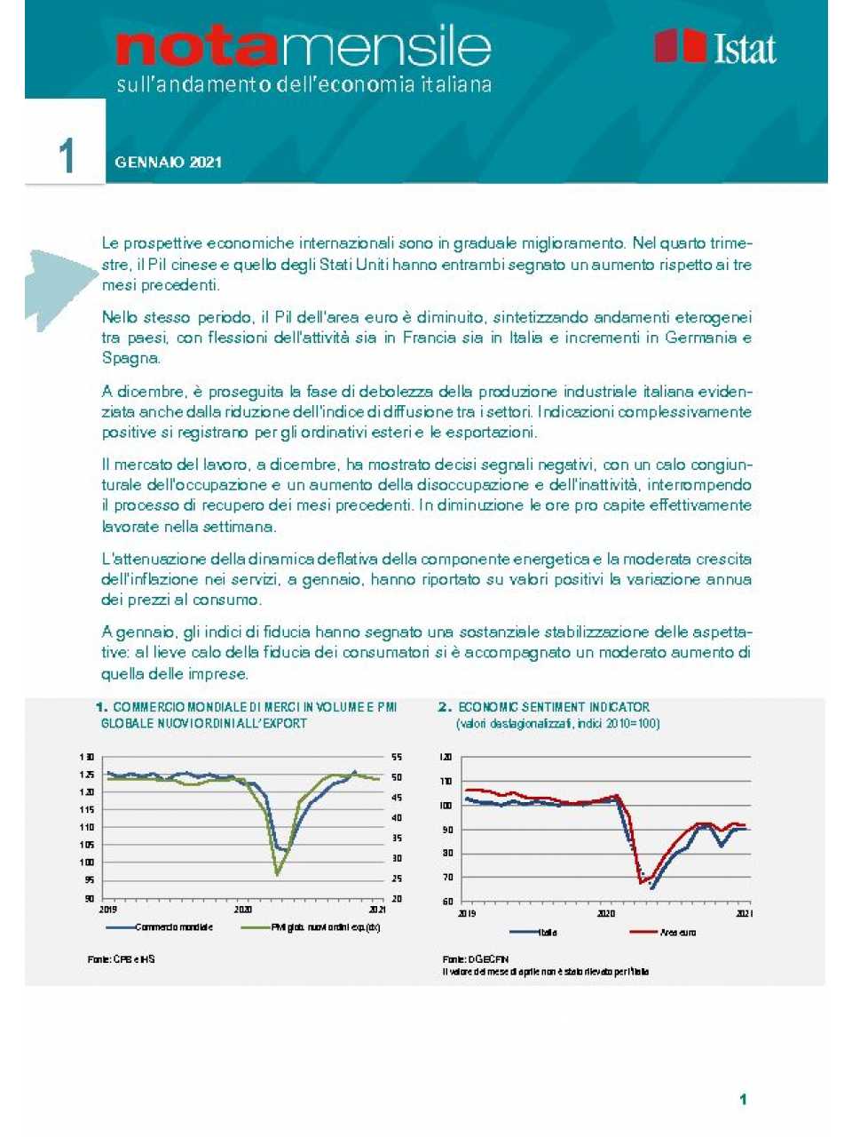 Nota mensile sull’andamento dell’economia italiana