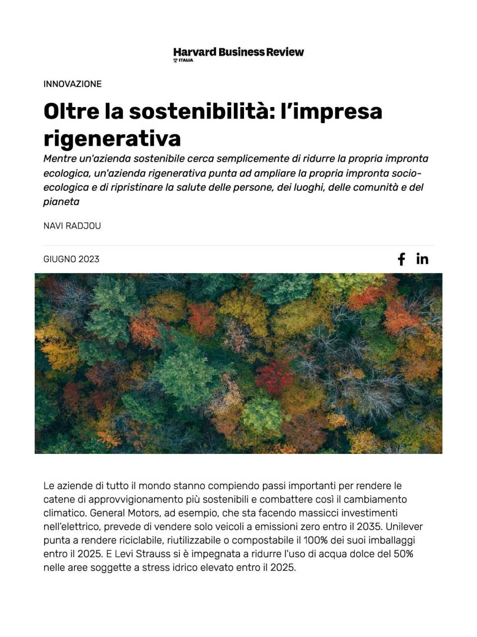 Oltre la sostenibilità: l’impresa rigenerativa