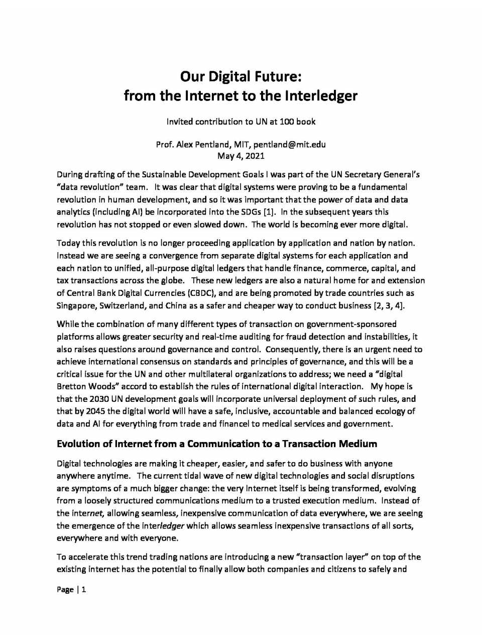 Our digital future: from the Internet to the Interledger