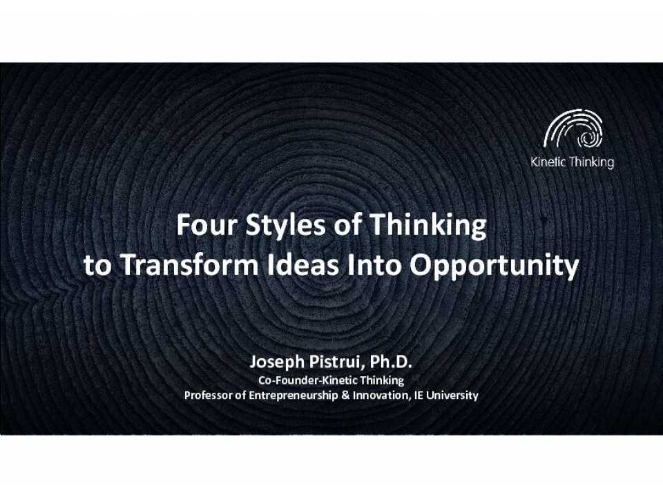 Four Styles of Thinking to Transform Ideas Into Opportunity