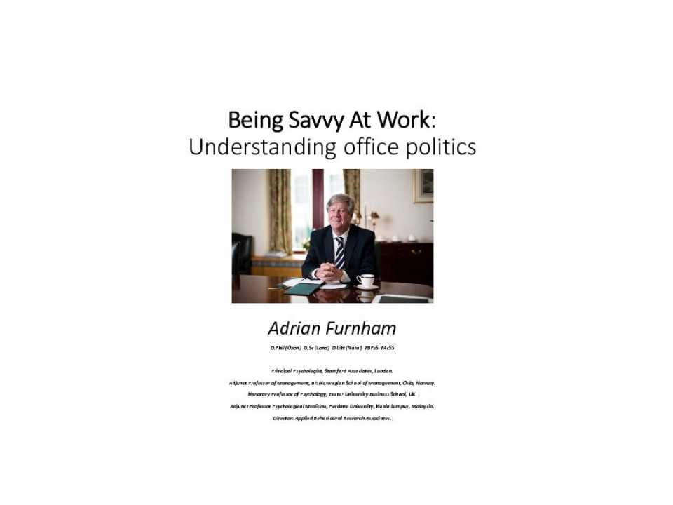 Being savvy at work: understanding office politics