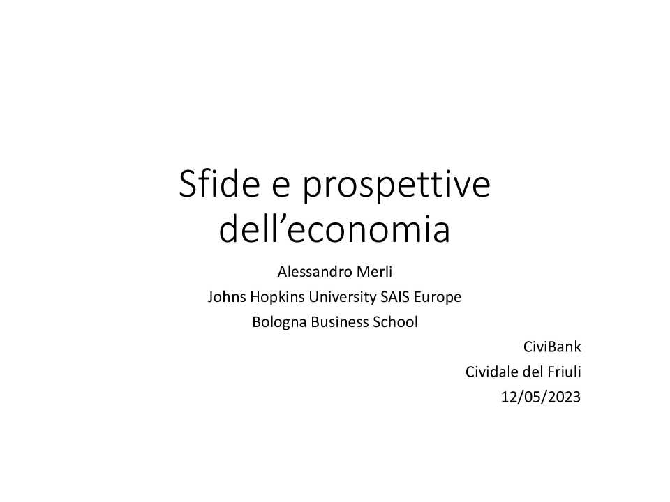 AGGIORNAMENTO PERMANENTEIN PRESENZA
Inflazione, PNRR, energia, debito. Sfide e opportunità per l'Italia e il Nord Est nei mesi a venire
