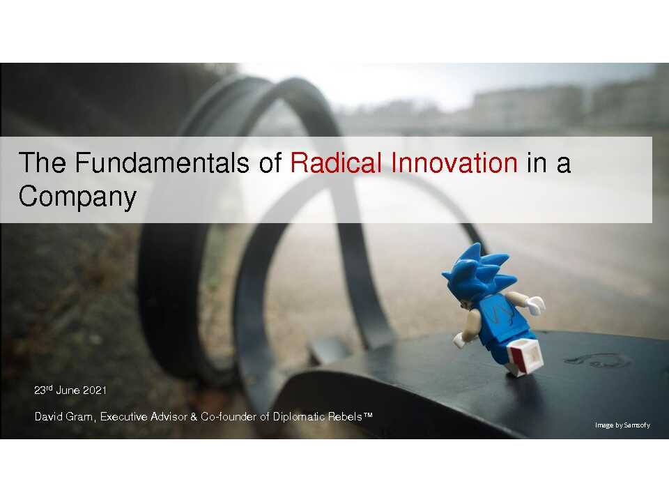 AGGIORNAMENTO PERMANENTEIN PRESENZA E VIA WEBI principi dell'innovazione radicale in azienda