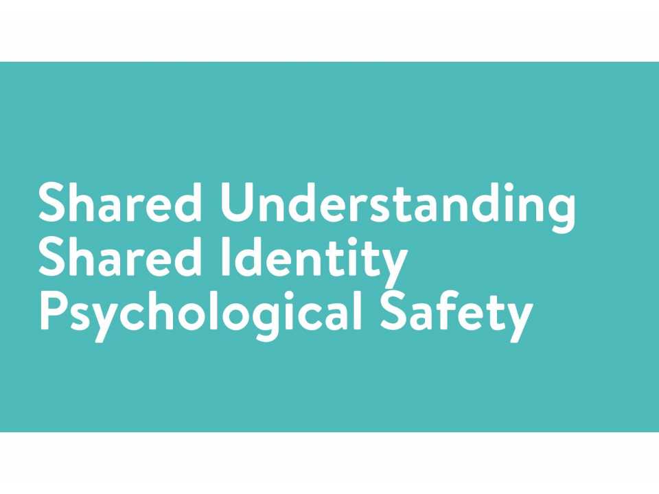 Shared understanding. Shared identity. Psychological safety
