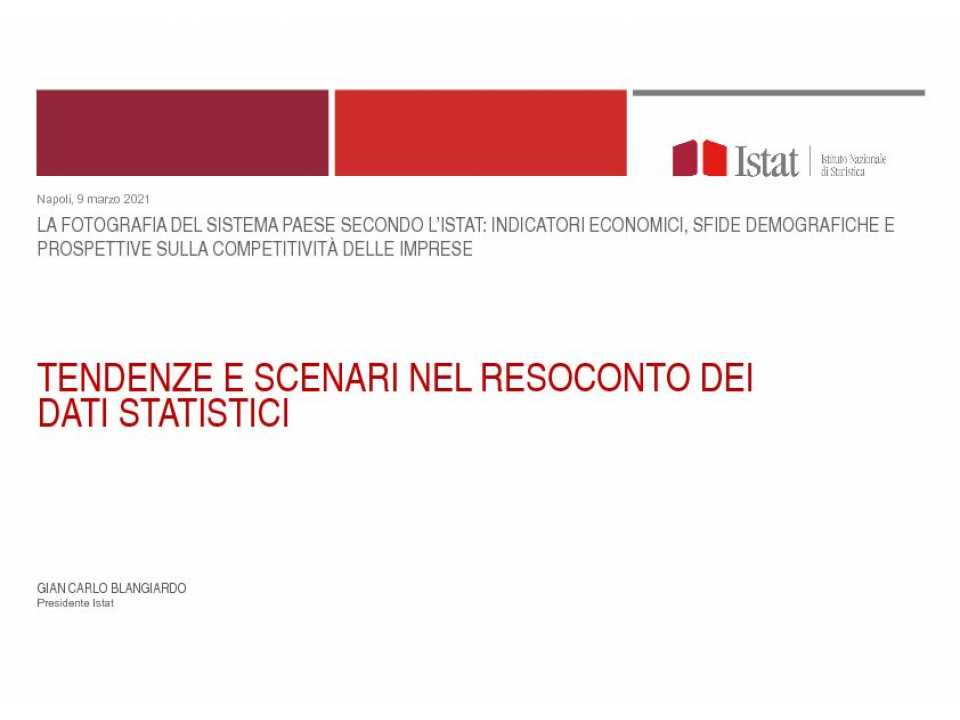 Tendenze e scenari nel resoconto dei dati statistici
