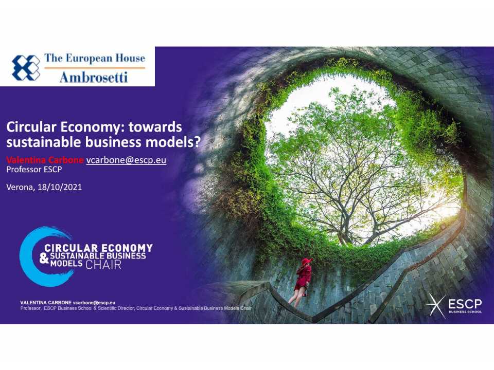 AGGIORNAMENTO PERMANENTEIN PRESENZA
Economia circolare: la chiave per una crescita sostenibile del business?
