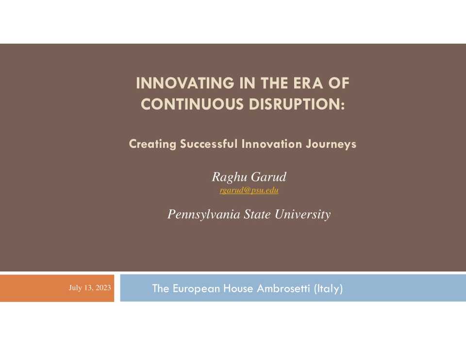 AGGIORNAMENTO PERMANENTEIN PRESENZA
Innovare nell’era della disruption continua: creare Innovation journeys di successo
