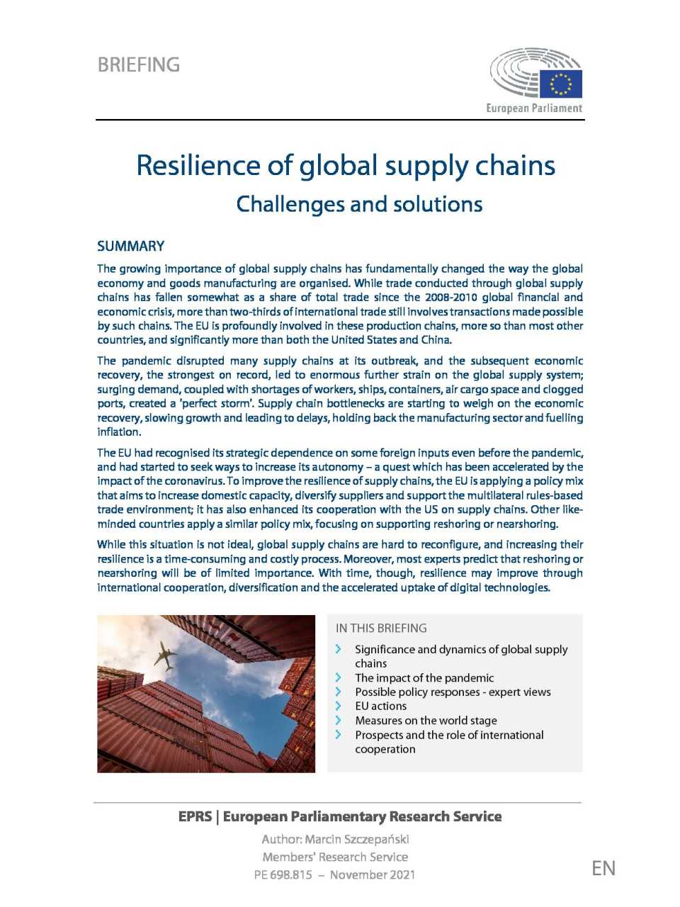 AGGIORNAMENTO PERMANENTEIN PRESENZA
Ripensare la supply chain in un mondo turbolento