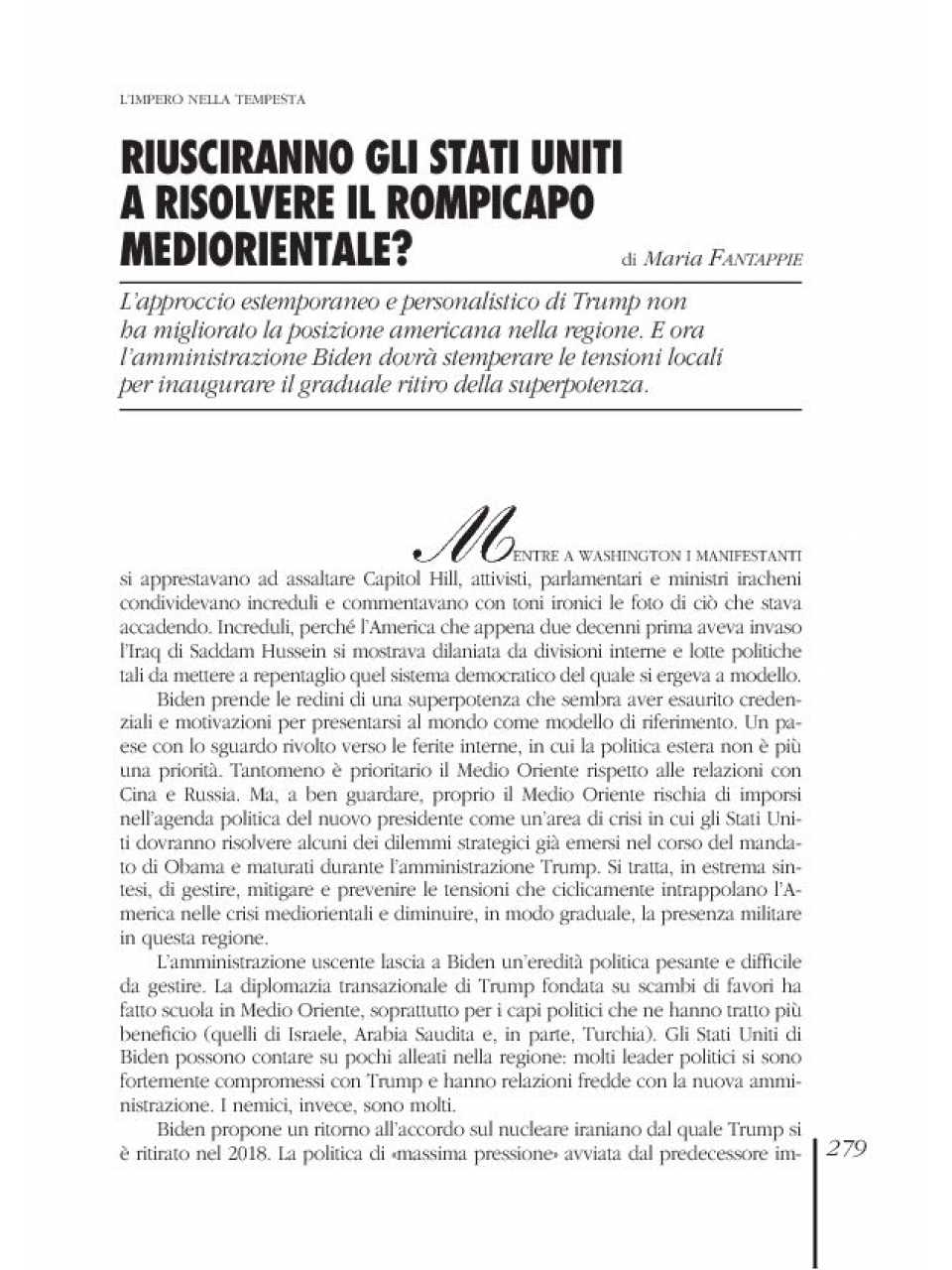 Riusciranno gli Stati Uniti a risolvere il rompicapo mediorientale?