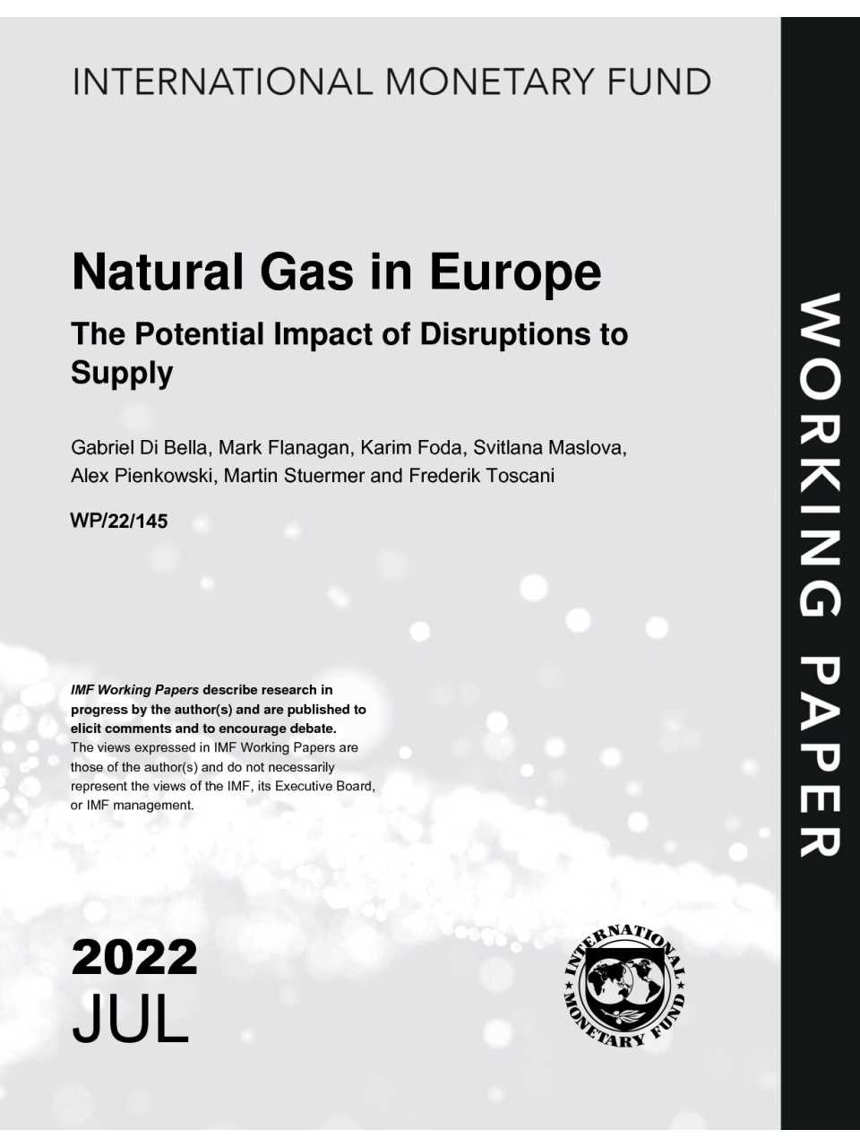 Natural gas in Europe. The potential impact of disruptions to supply