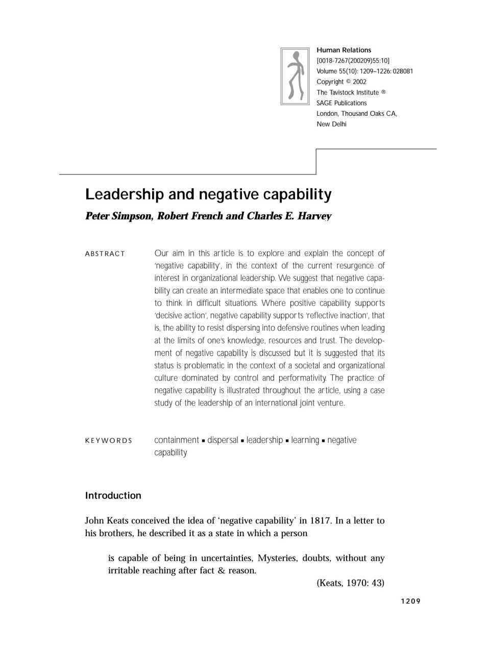 Leadership and negative capability