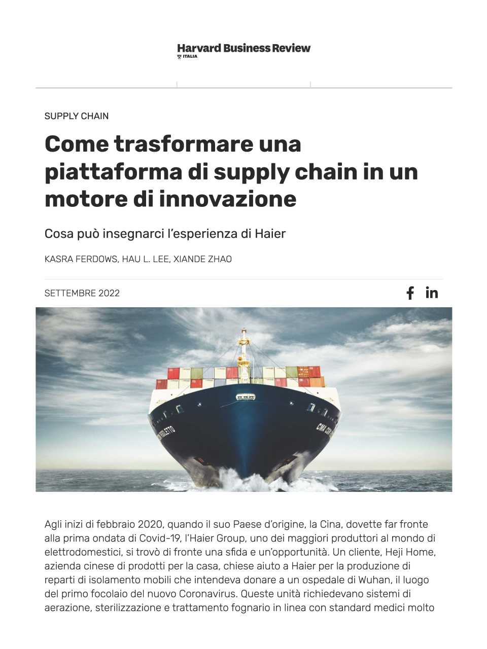 AGGIORNAMENTO PERMANENTEIN PRESENZA
Strategia e supply chain: nuove scelte per un mondo incerto e in trasformazione