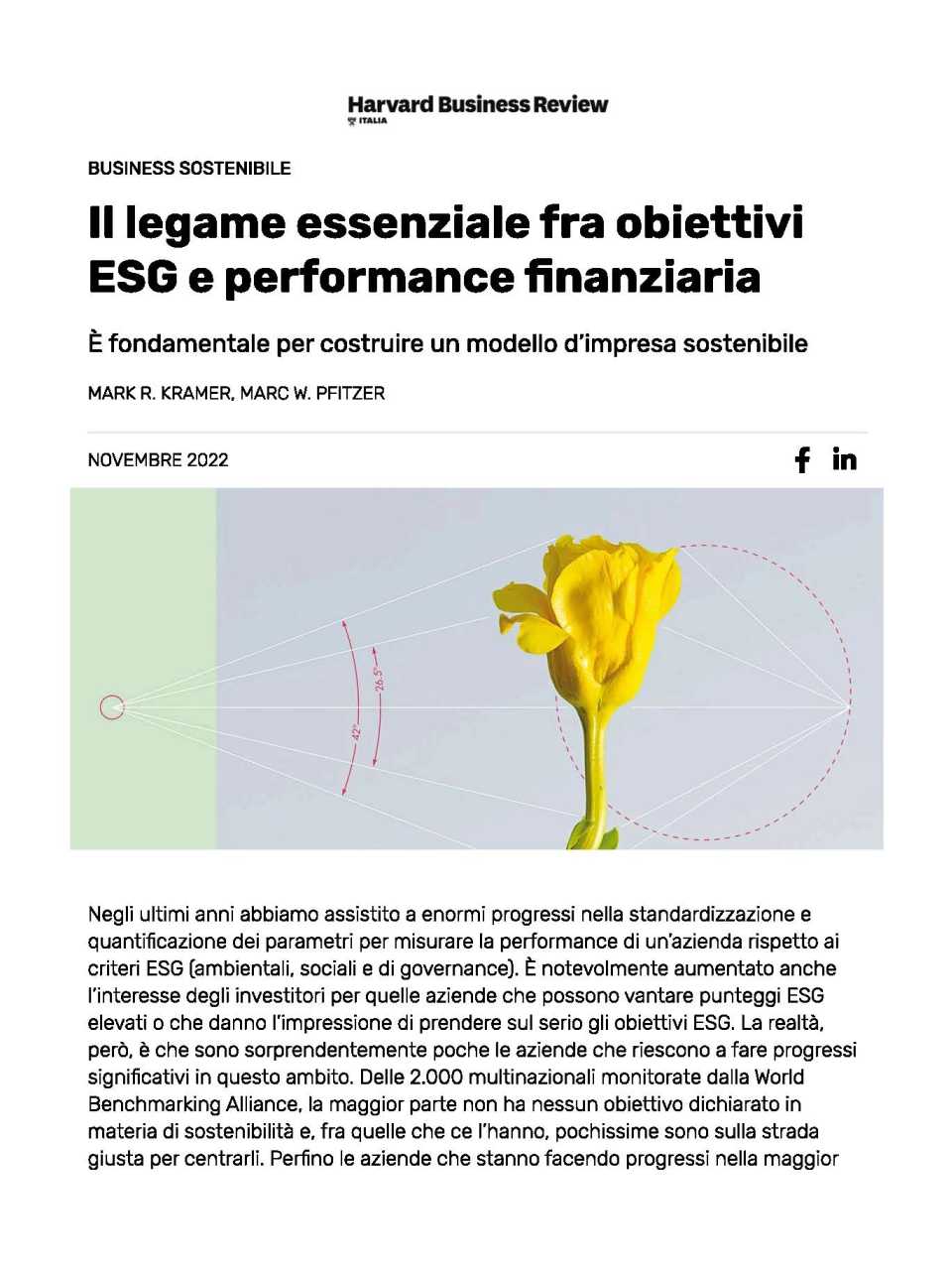 Il legame essenziale fra obiettivi ESG e performance finanziaria. È fondamentale per costruire un modello d’impresa sostenibile