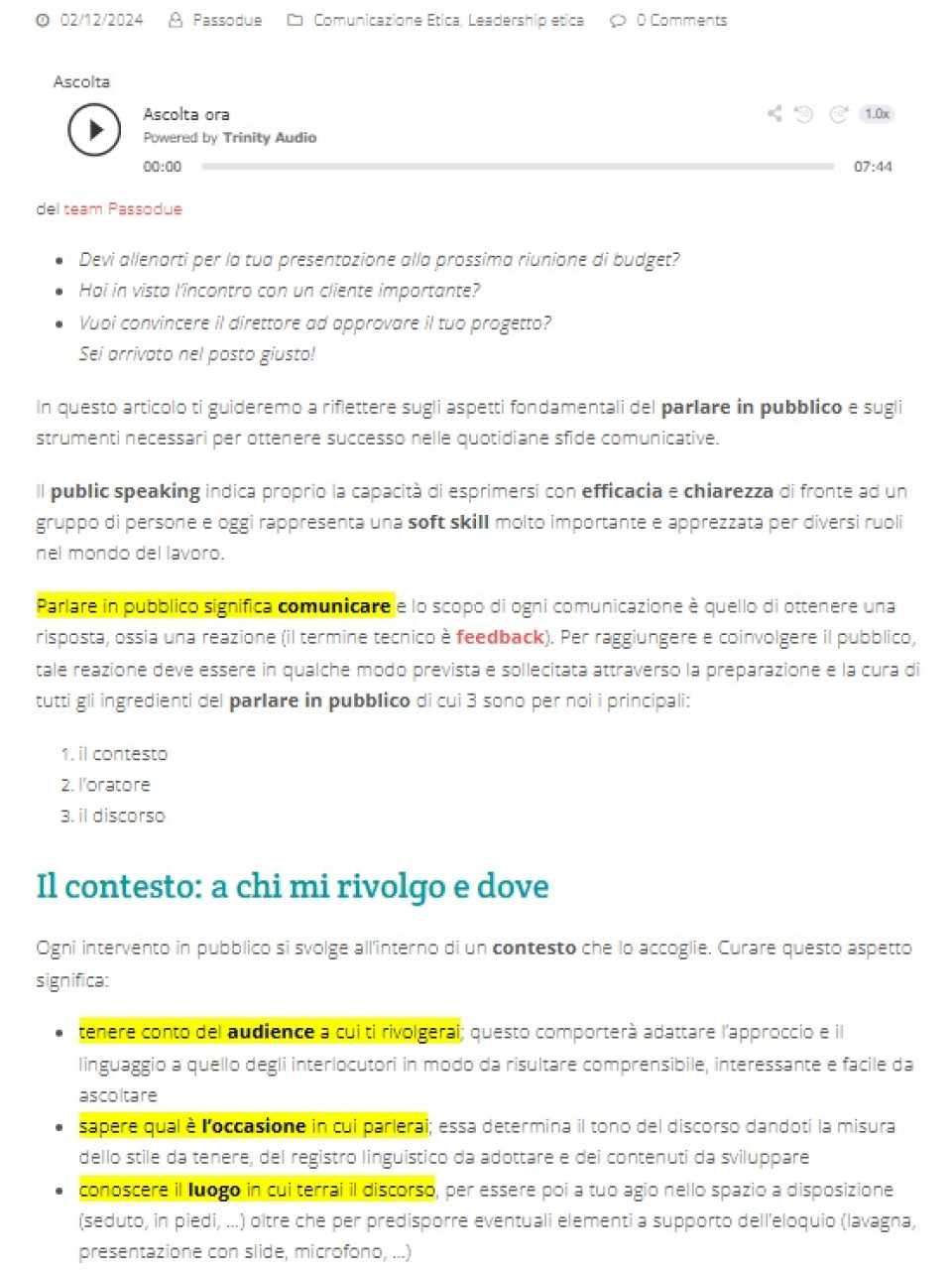 AGGIORNAMENTO PERMANENTEIN PRESENZA
Tecniche di Executive Communication per guidare e motivare i propri team: dall’ascolto attivo all’Executive storytelling