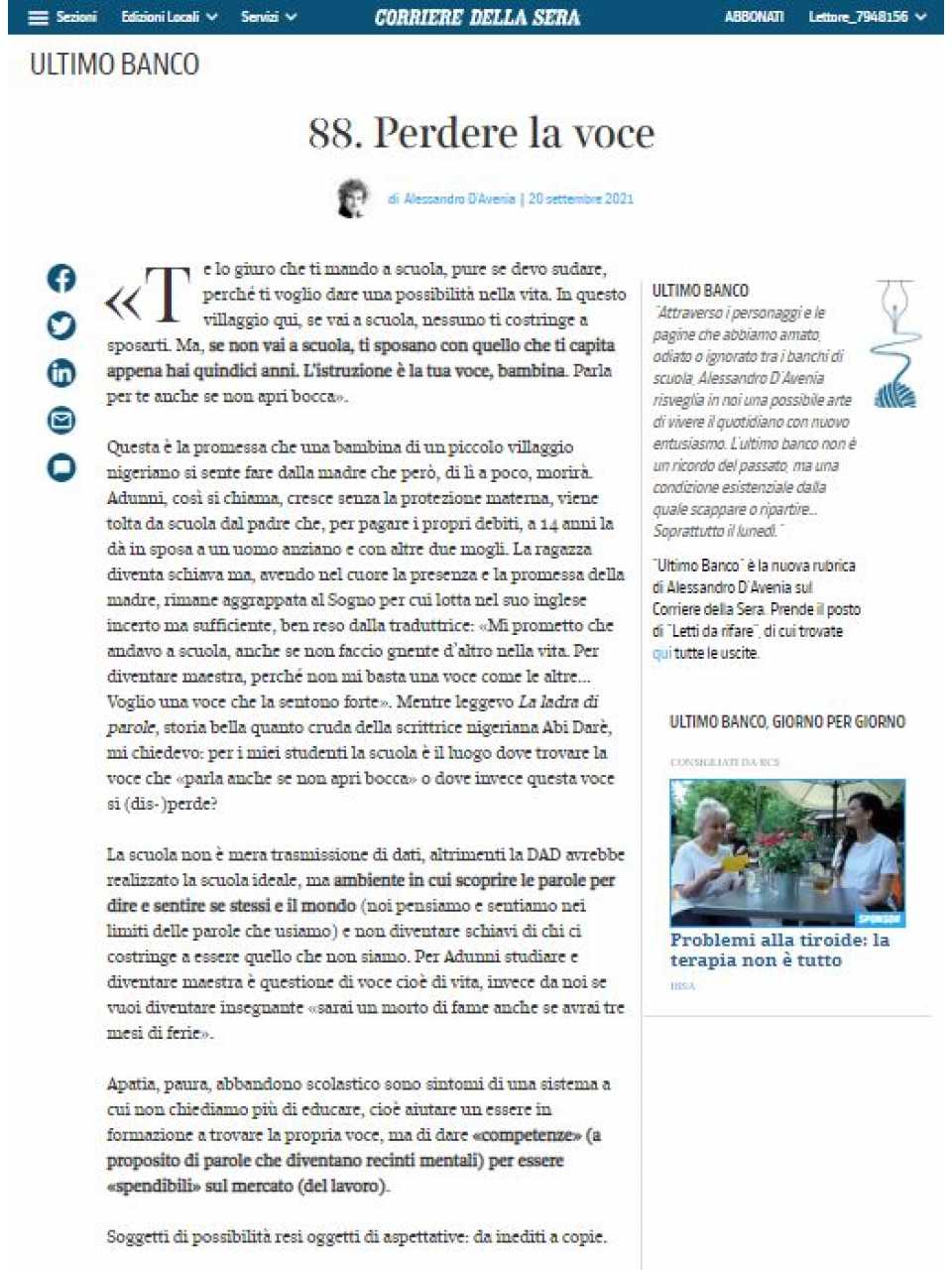 AGGIORNAMENTO PERMANENTEIN PRESENZA
Serata di fine anno.
Incontro con Alessandro D'Avenia: i ragazzi sono alieni.
Perché educare oggi è più difficile ma più entusiasmante di andare su Marte
