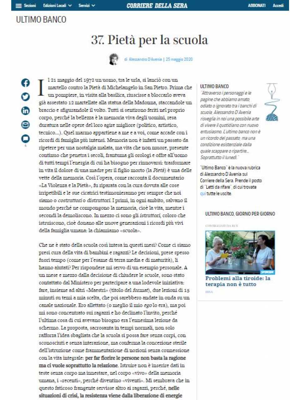 AGGIORNAMENTO PERMANENTEIN PRESENZA
Serata di fine anno.
Incontro con Alessandro D'Avenia: i ragazzi sono alieni.
Perché educare oggi è più difficile ma più entusiasmante di andare su Marte