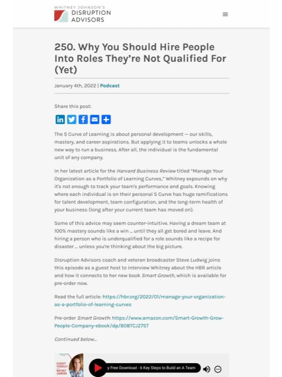 Podcast 250 - Why you should hire people into roles they’re not qualified for (yet)