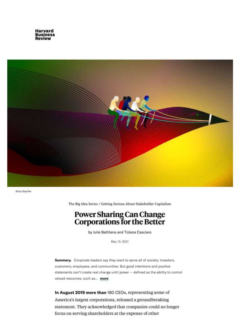 Power sharing can change corporations for the better