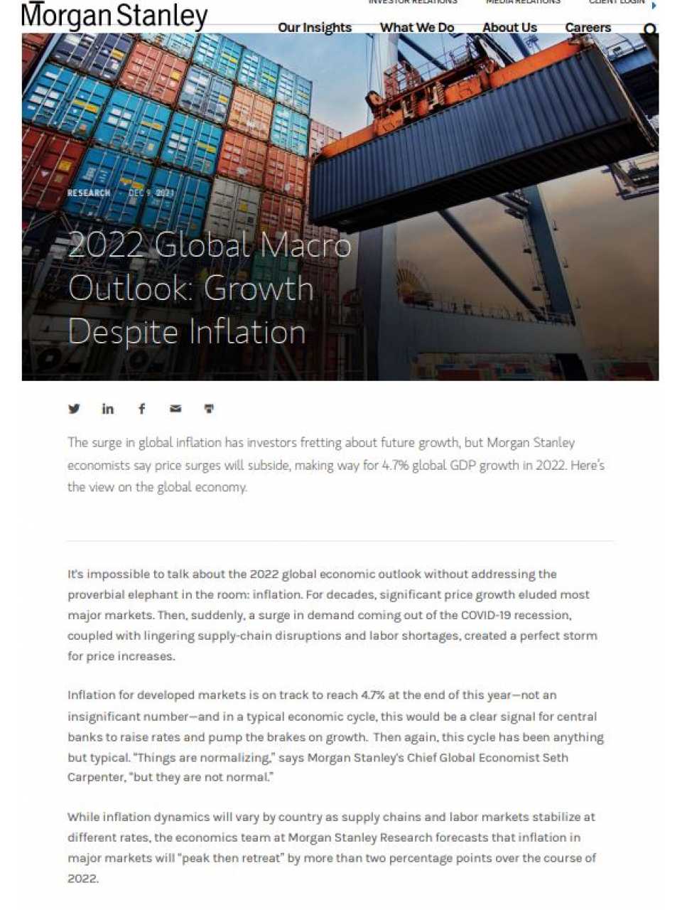 2022 Global Macro Outlook: growth despite inflation