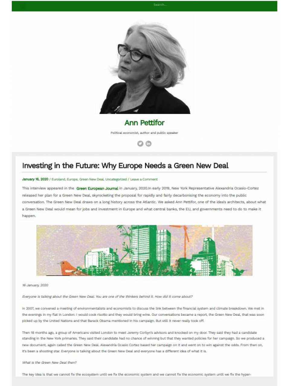 Investing in the future: why Europe needs a green new deal